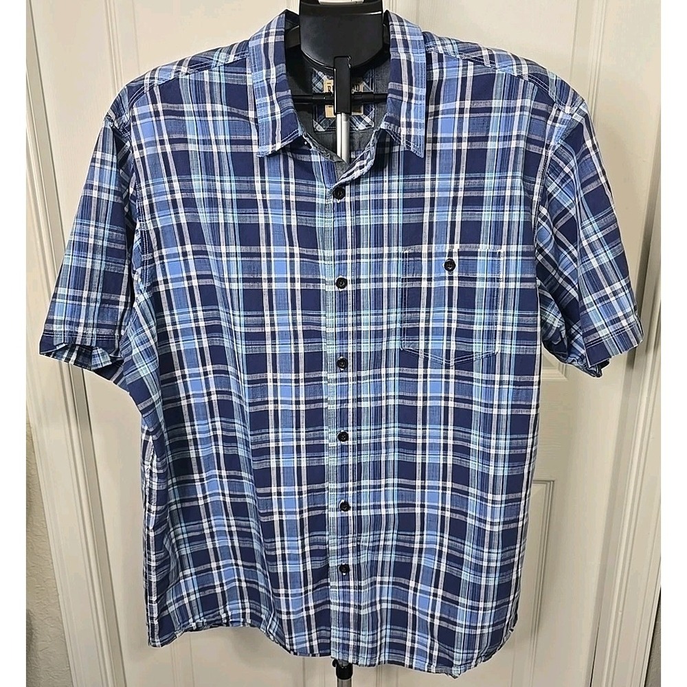Red Head Brand Co Men's 2XL Blue Plaid Button-Down Short Sleeve Shirt